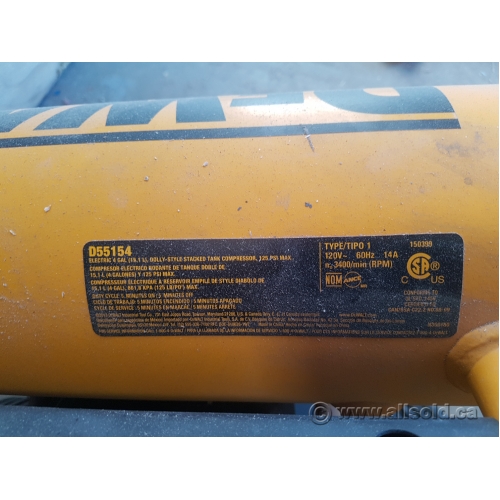 DEWALT D55154 HD 4gal DollyStyle Twin Stack Air Compressor Allsold
